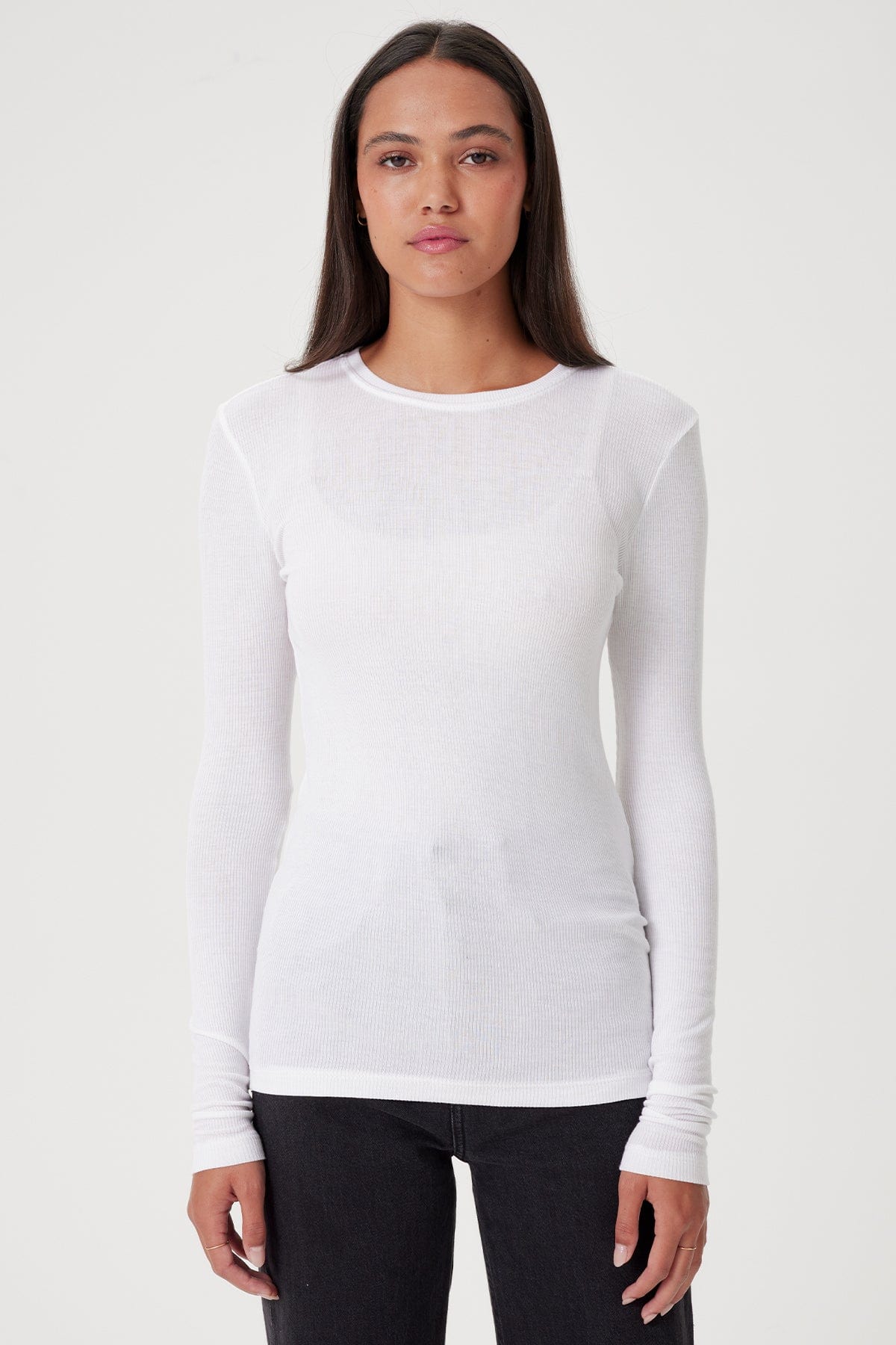 Goldie LeWinter TEES XS / White Ribbed Long Sleeve Tee