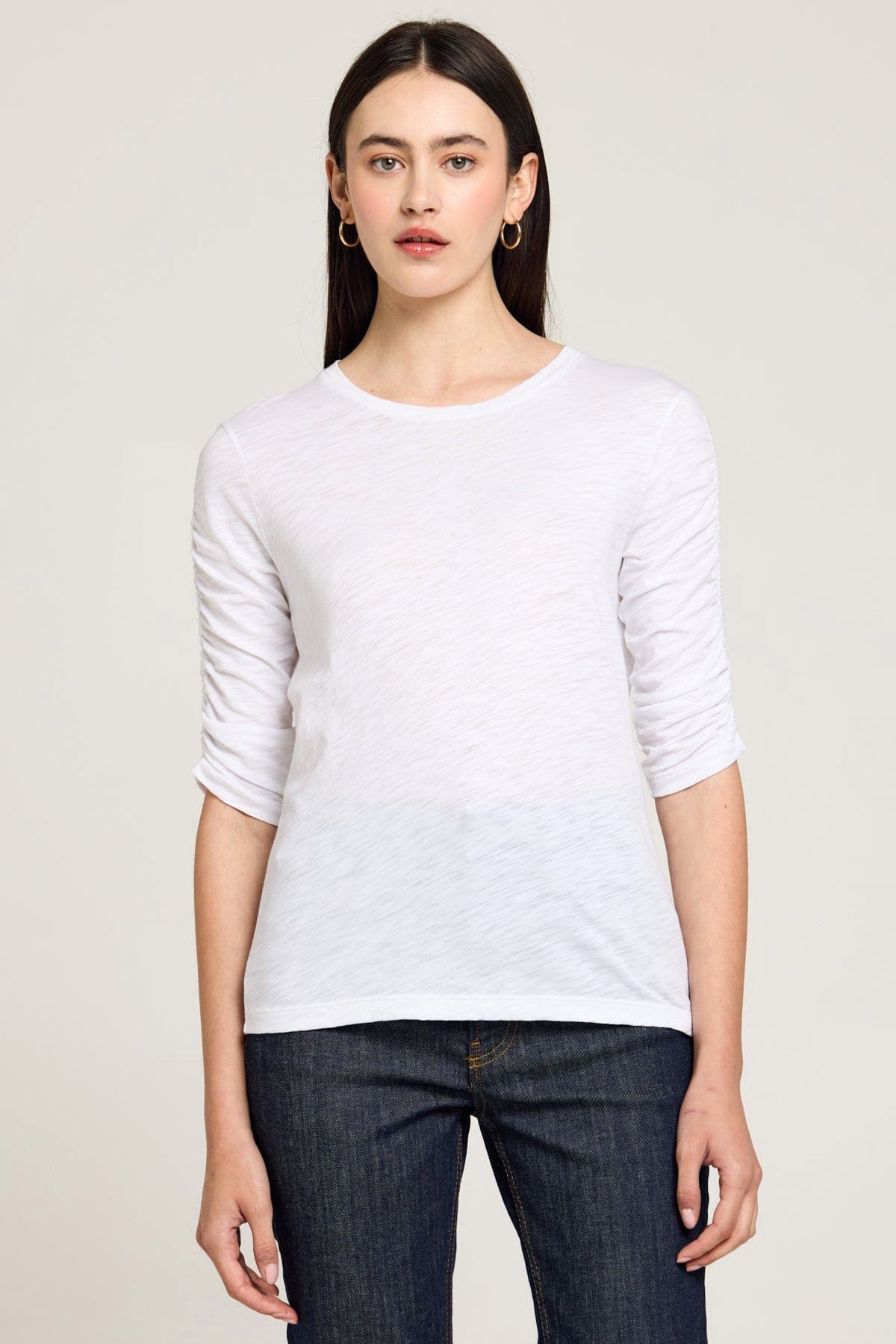 Goldie LeWinter TEES XS / White Ruched Half Sleeve Tee