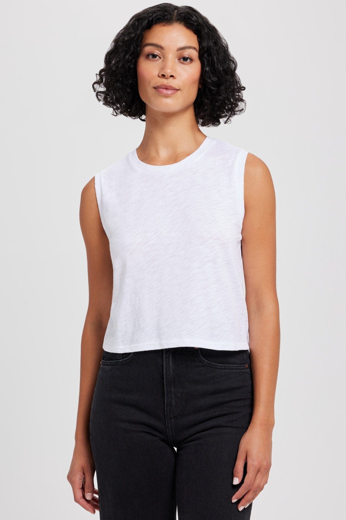 Goldie LeWinter TEES XS / White Signature Slub Crop Tank