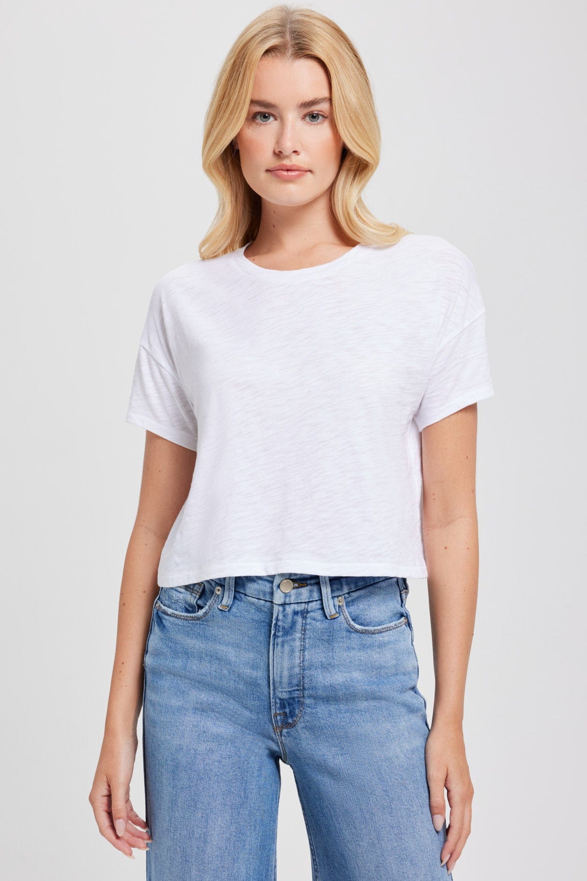 Goldie LeWinter TEES XS / White Signature Slub Crop Tee