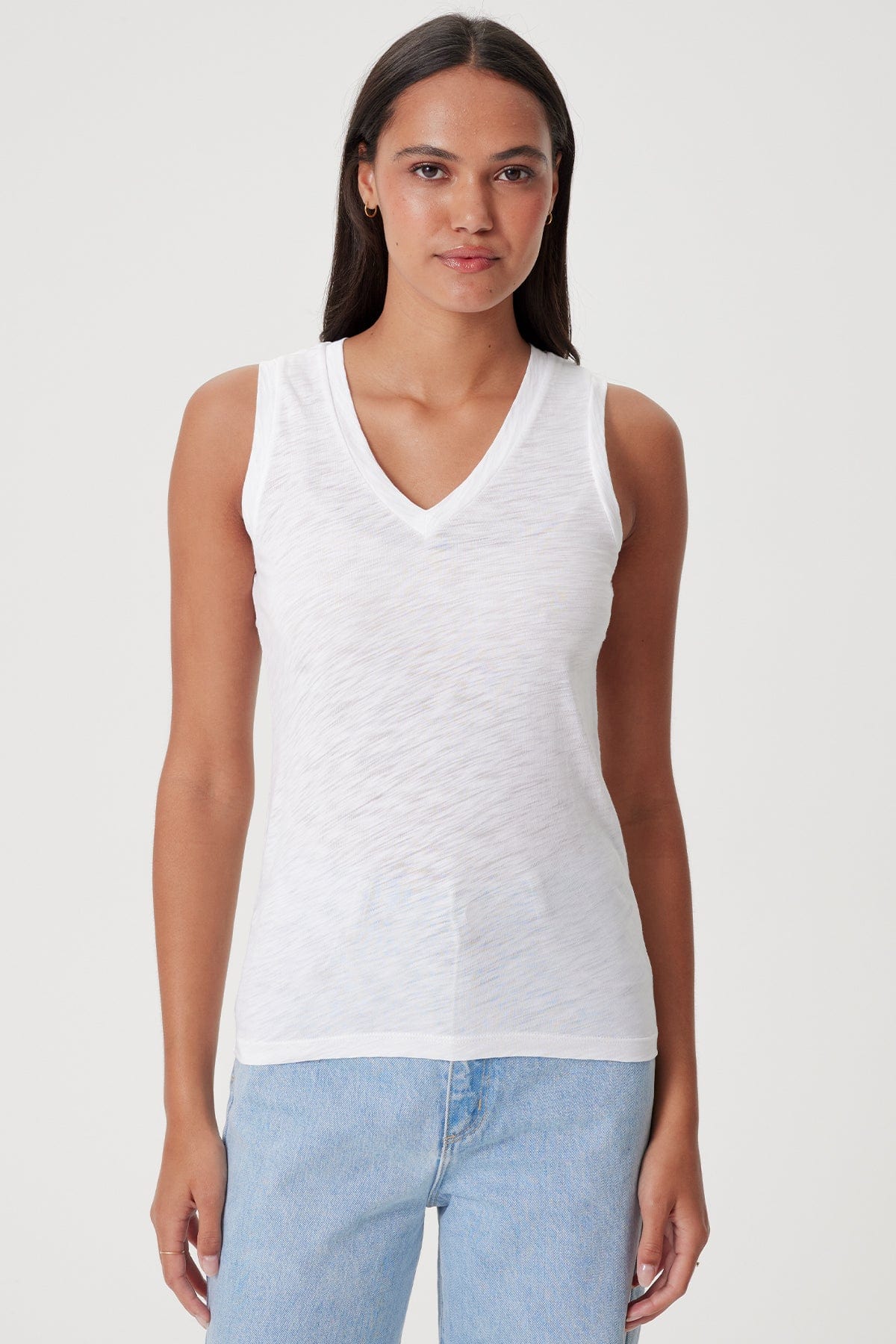 Goldie LeWinter TEES XS / White Signature Slub V Neck Tank