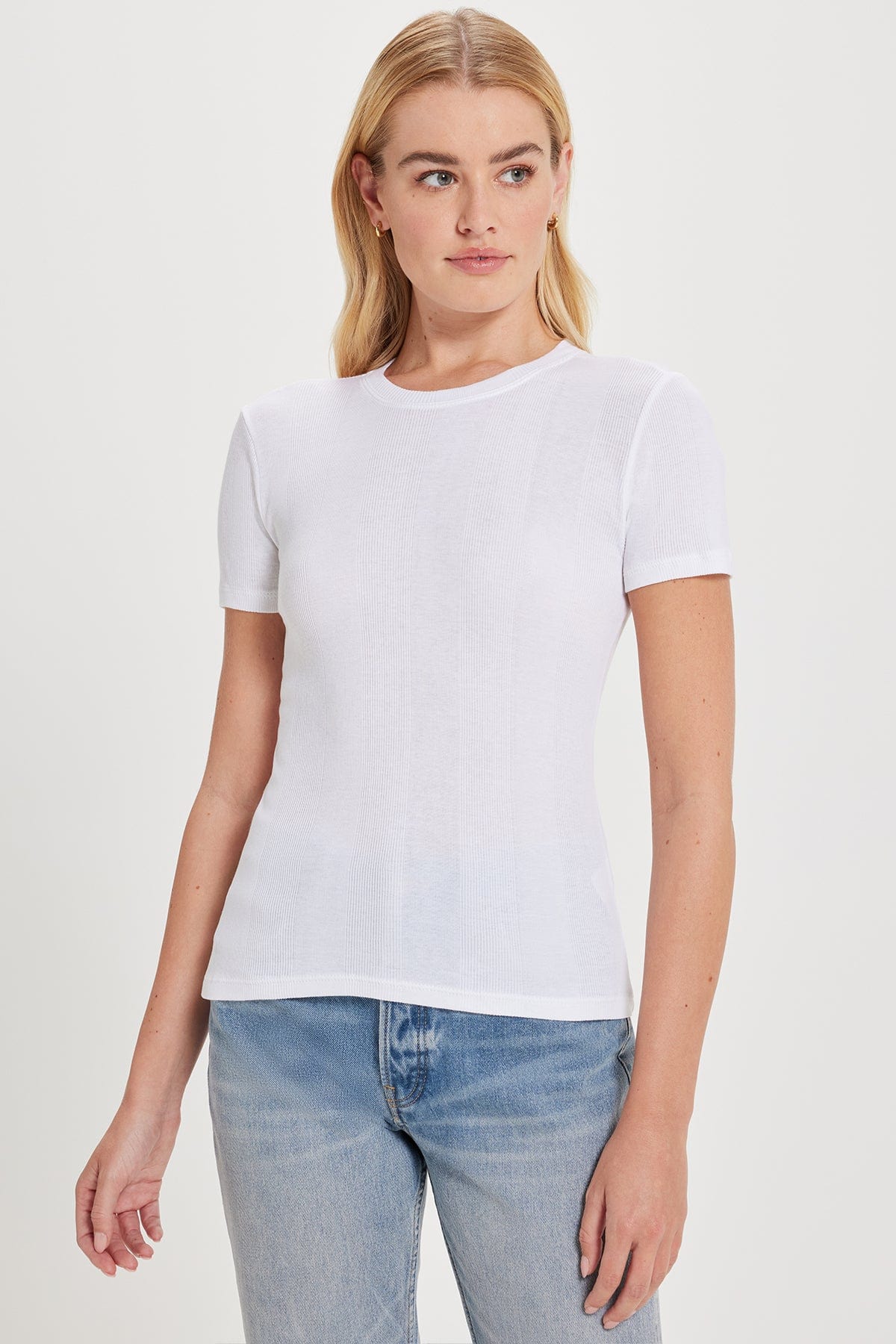 Goldie LeWinter TEES XS / White Variegated Rib Tee