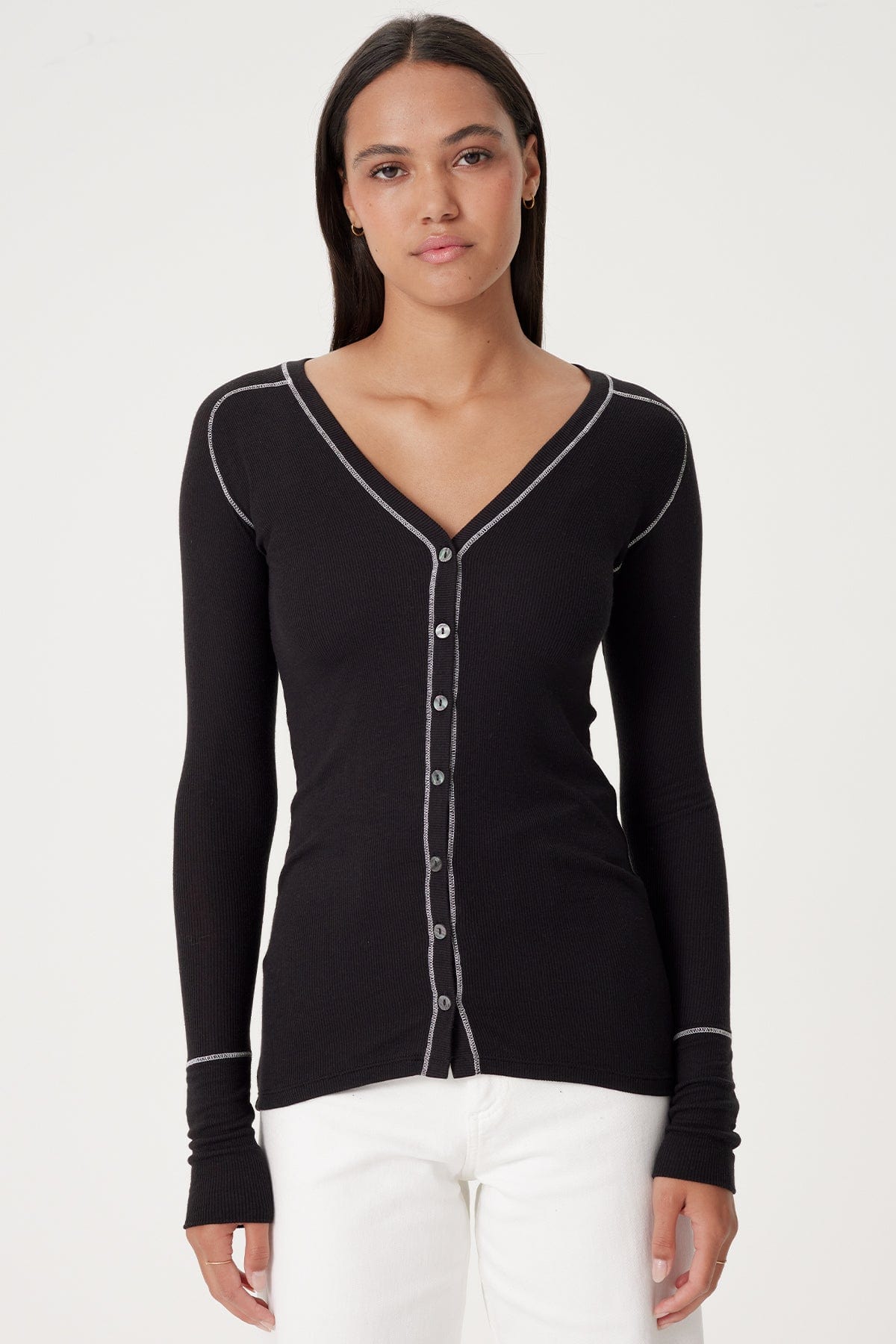 Goldie LeWinter XS / Black Lilian Saddle Shoulder Cardigan