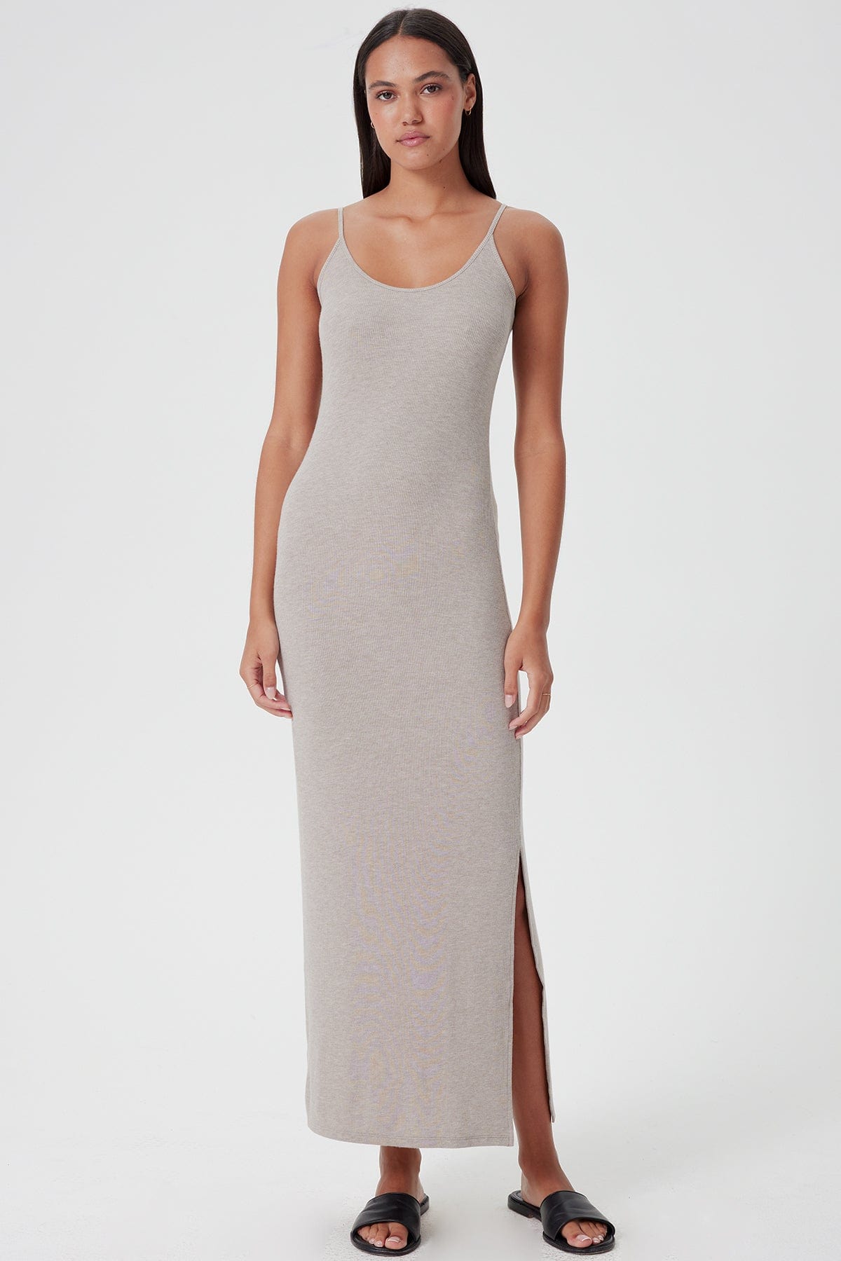 Goldie LeWinter XS / Taupe Heather Claire Ribbed Maxi Dress