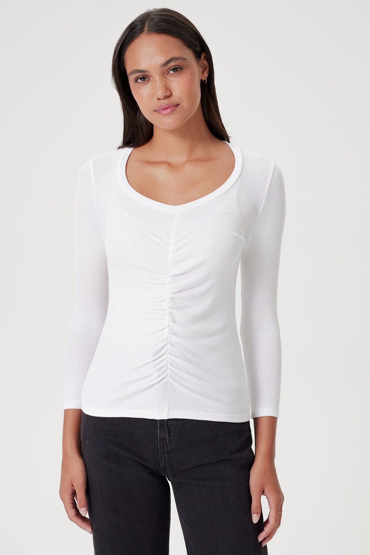 Goldie LeWinter XS / White Cate Ribbed Top