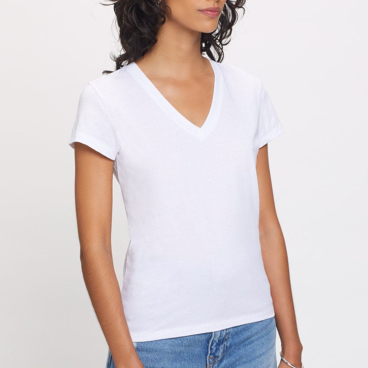 Organic cotton V-neck tee, Contemporaine, Women%u2019s Basic T-Shirts