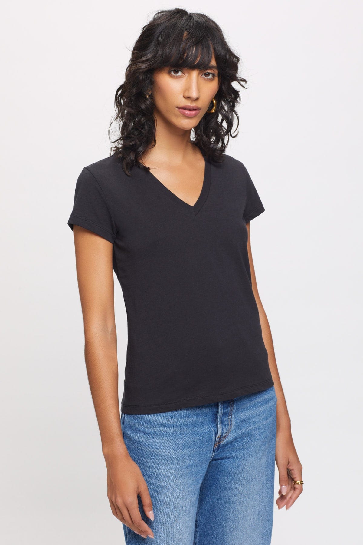 Goldie LeWinter TEES XS / Black Organic V Neck Tee