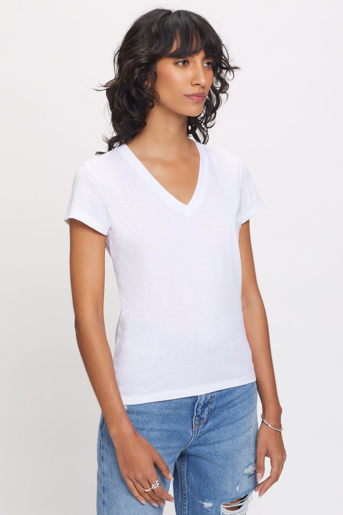 Goldie LeWinter TEES XS / White Organic V Neck Tee